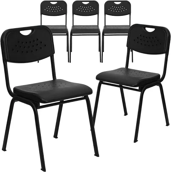 Flash HERCULES Series 880 lb. Capacity Plastic Chair RUT-GK01-BK