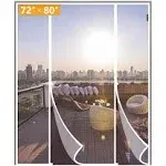 Yotache White Magnetic Screen Door Fits Door Size 72 x 80, Screen Size 74" x 81" Double Door Net Curtain for Sliding Door