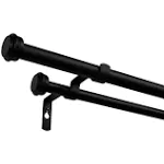 Versatile Double Curtain Rod with Flat Finials - Complete Set for Heavy Fabrics