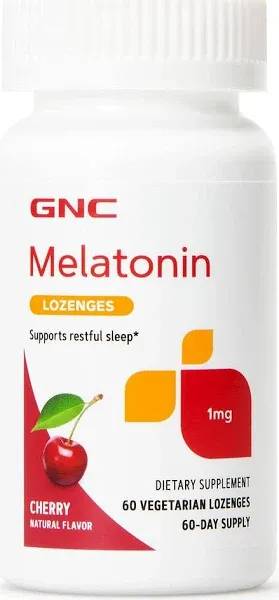 GNC Melatonin Lozenges 1 mg - Cherry - 120 Vegetarian Lozenges (120 Servings)