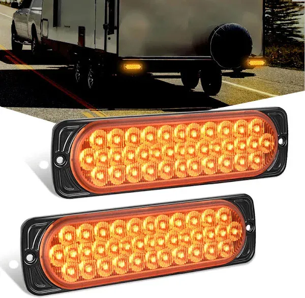 7.5 Inch Aluminum Housing Tail Light 2 PCS 36 LED Amber Left Right Turn Signals