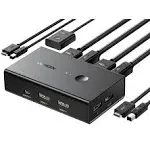 UGREEN KVM Switch 1 Monitor 2 Computers, Share 4 USB Ports, HDMI KVM Switch for Keyboard Mouse Printer to One Monitor Support 4K60Hz, HDR, Include de 15166A