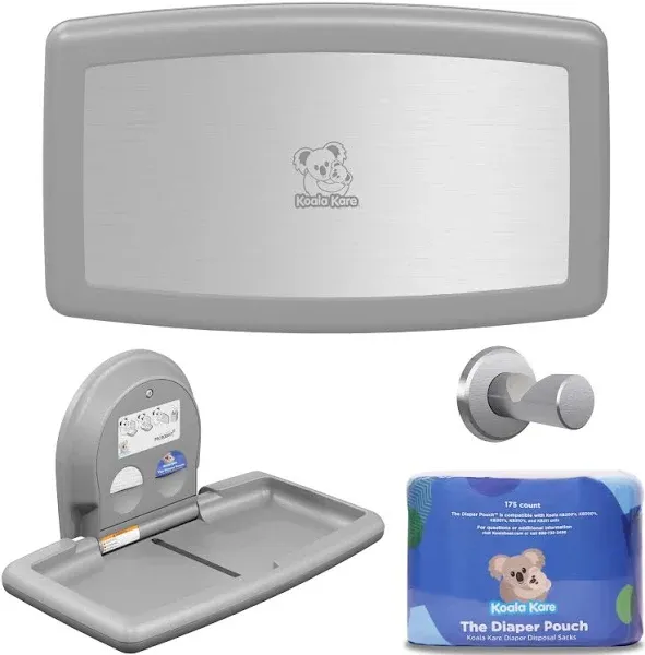 Koala Kare Horizontal Wall-Mounted Baby Changing Station, Gray