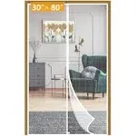 Yotache White Magnetic Screen Door Fits Door Size 72 x 80,  Assorted Sizes 