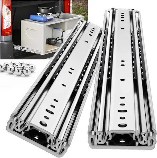 YENUO Heavy Duty Drawer Slides 12 14 16 18 20 22 24 26 28 30 32 34 36 38 40 44 48 52 56 60 Inch Full Extension Side Mount Ball Bearing Long Rails Track Guide Glides Runners Load 440 Lbs 1 Pair