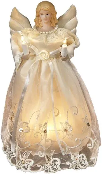 Kurt Adler 10-Light 10" Gold and Ivory Angel Tree Topper