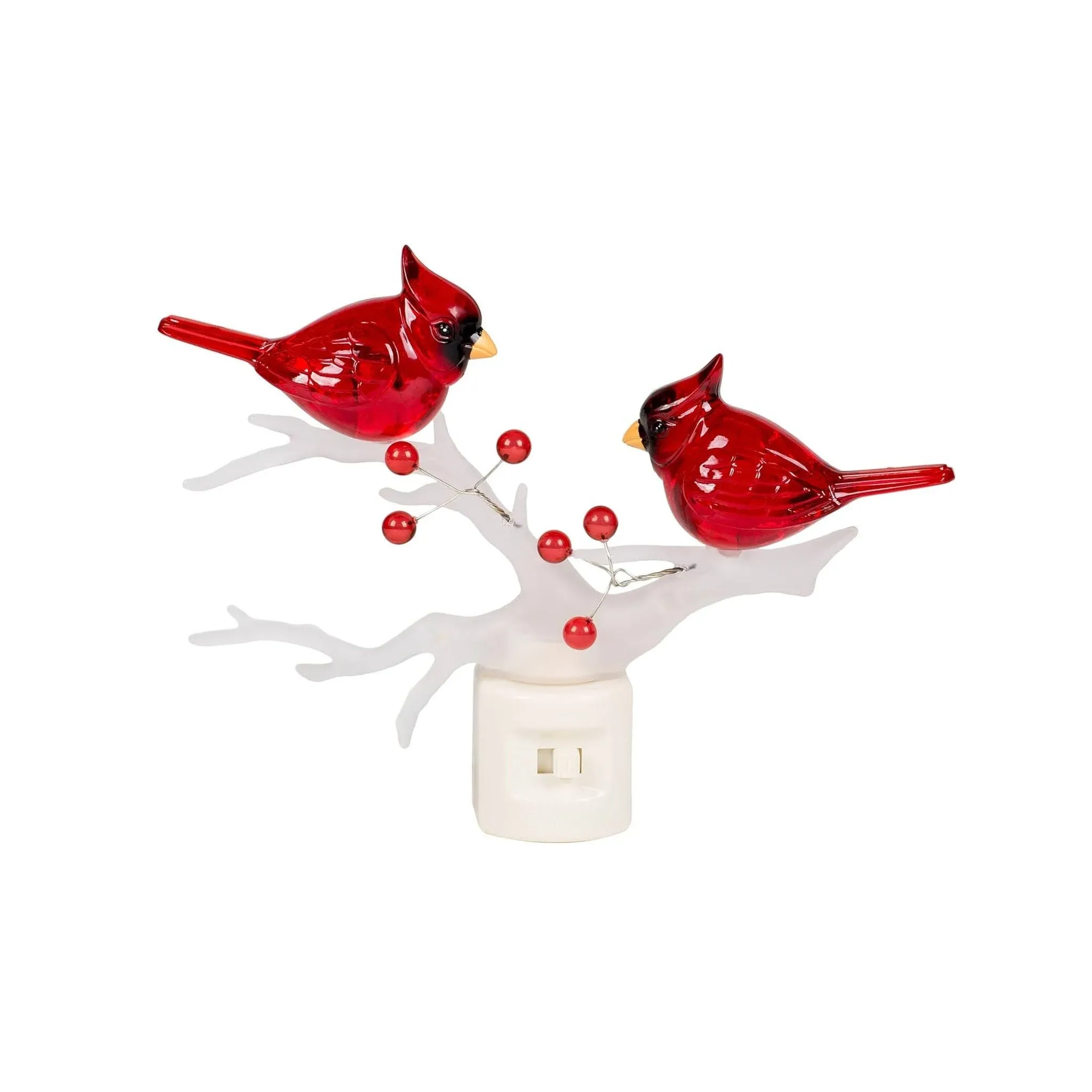 Humutan Cardinals on Branch 7 x 6 Inch Plastic Swivel Base Wall Plug in Decorative Night Light