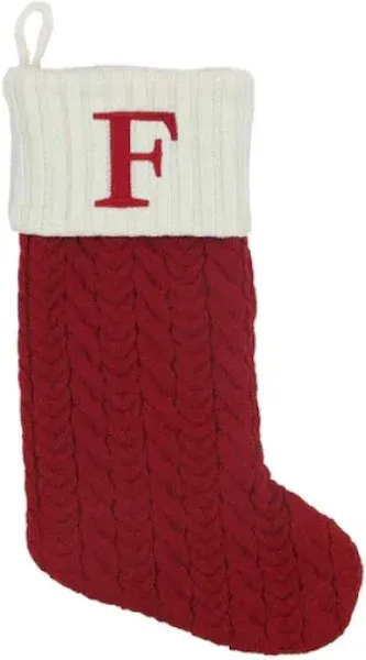 St. Nicholas Square Monogram Red Cable Knit Christmas Initial Stocking &#034;H&#034; NWT