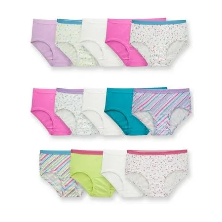 Soft and Stylish 14-Pack Girls&#039; Cotton Briefs - Full Coverage Assortment