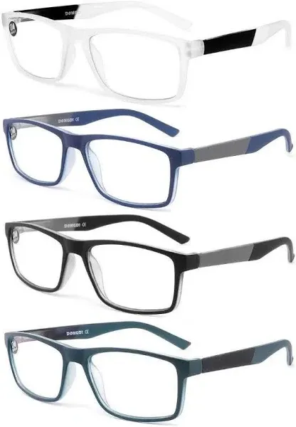 4 Pack of Classic Blue Light Blocking Reading Glasses - Scratch Resistant Readers for Men and Women (Timeless Classics)