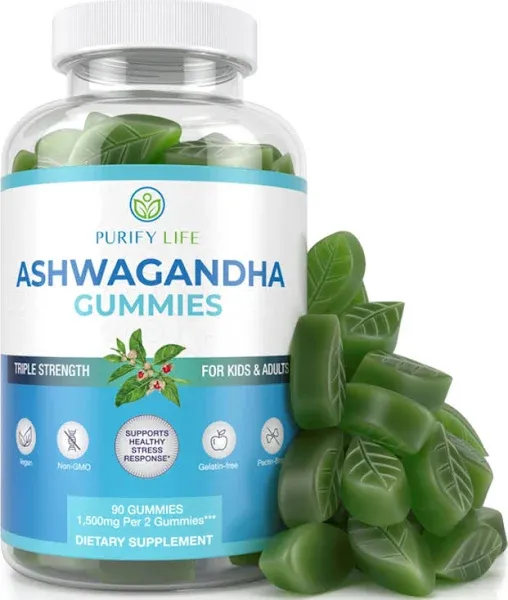 Ashwagandha Gummies (Max Strength - 750mg/Gummy) (90ct - Up to 3 Month Supply) Support Calm Mood, Relaxation & Cognitive Support - Ashwagandha Gummies for Women Ashwagandha Gummies for Men