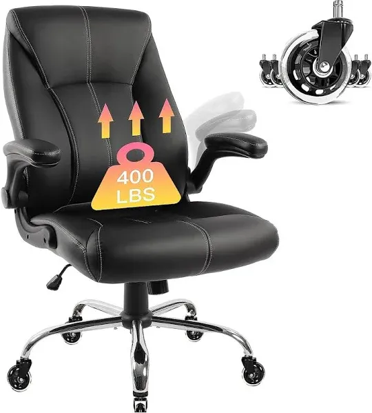 Big and Tall Office Chair for Heavy People 400lb, Executive Desk Computer Cha...