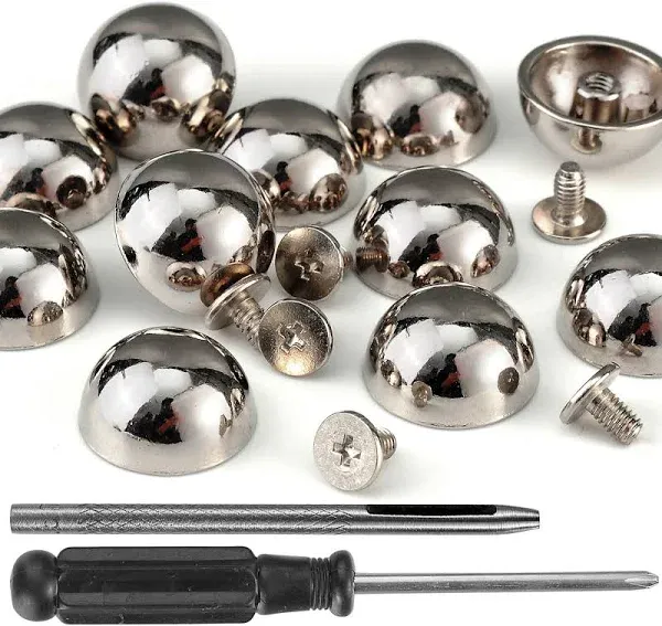 YORANYO 20 Sets 15X8MM Dome Spikes and Studs 19/32&#034; Handbag Feet Silver Color 