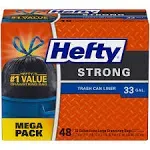 Hefty Strong Large Trash Bags, 33 Gallon, 48 Count