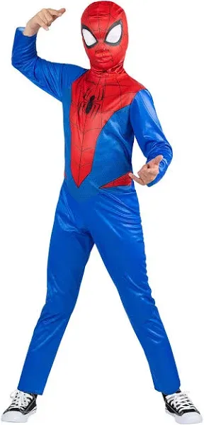 MARVEL Spider-Man Official Youth Halloween Costume - Printed Jumpsuit with Fabric Mask