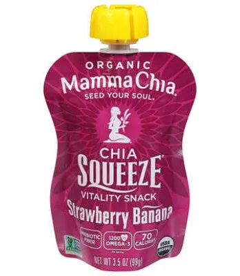 Mamma Chia Squeeze Organic Chia Vitality Snack, Strawberry Banana (3.5 oz)