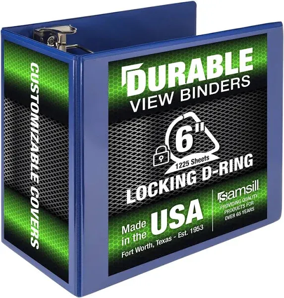 Samsill Durable 6 inch Locking D Ring Binder