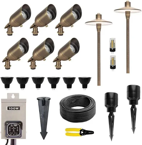 Lumen Logic 12V Brass LED Landscape Lighting Kit