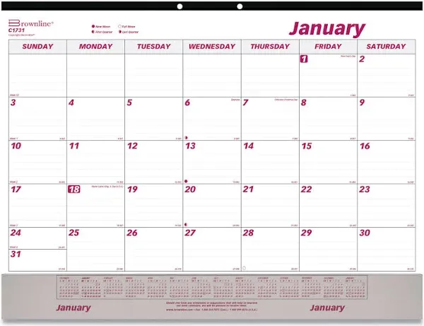 Brownline Vinyl Strip Monthly Desk Pad (c1731v)