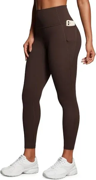 CRZ Yoga Womens Butterluxe Workout Leggings 25 Inches - High Waisted Gym Yoga Pants with Pockets Buttery Soft Black Medium