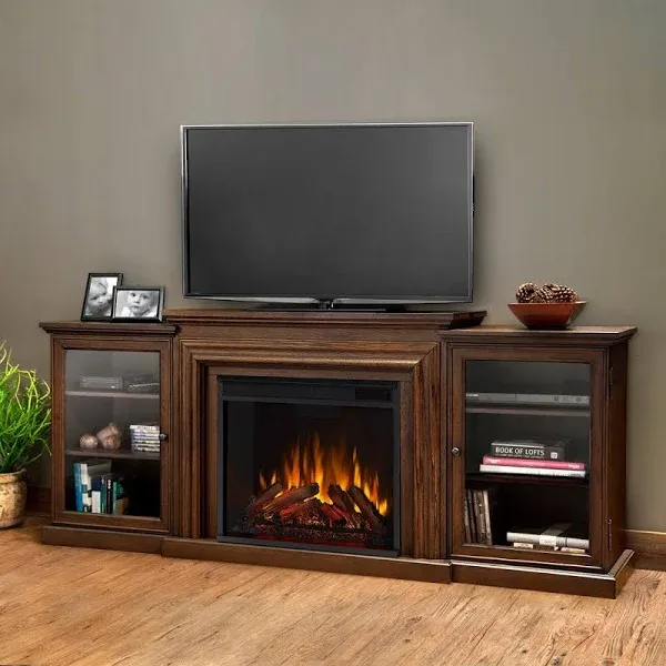 Frederick 72" Electric TV Stand Fireplace in Chestnut Oak by Real Flame - 72L x 15.5W x 30.1H - Bed Bath & Beyond - 8762370