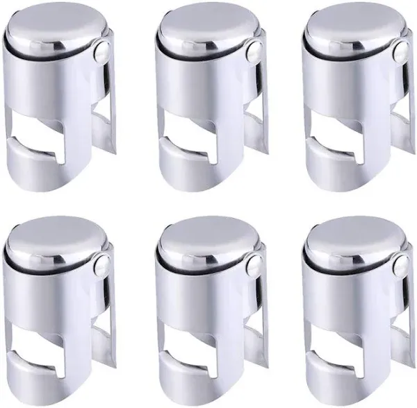 6pcs Bottle Cork Stainless Steel Leakproof Champagne Wine Stopper Home Air Tight