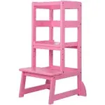 SDADI Mother's Helper Adjustable Height Kids Kitchen Step Stool, Pink