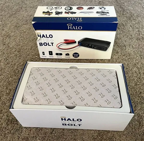 HALO Bolt Air +, Portable Vehicle Jump Starter with Air Compressor, Power Bank with Digital Display Charges Multiple Devices, Bolt Air+