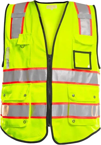 Pacific Men's 3M High Visibility Safety Vest with Pockets (10 Pockets)