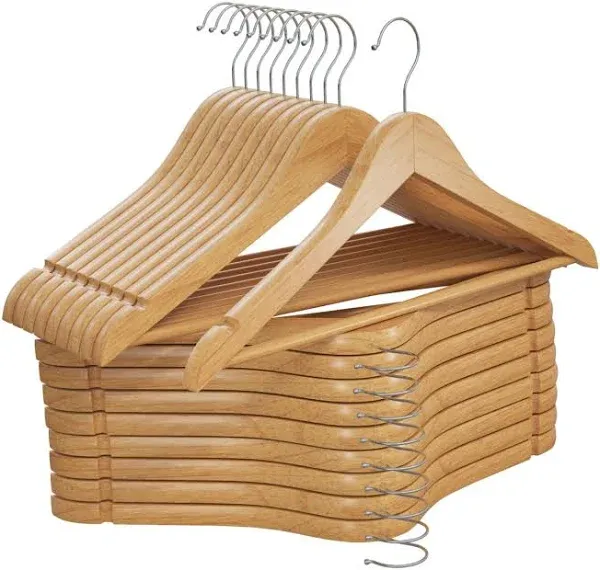 Wooden Hangers 30 Pack - Coat Hangers with 360-Degree Rotatable Hook - Smooth...