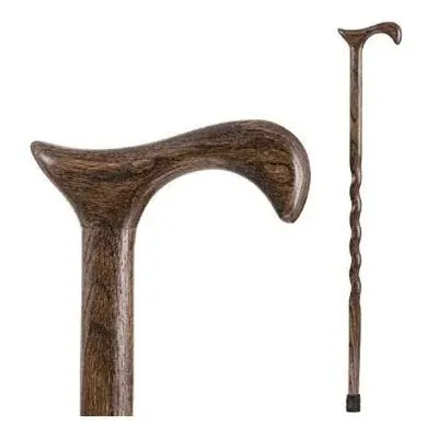 Brazos Handcrafted Wood Walking Cane, Twisted Oak, Derby Style Handle, for Men & Women, Made in the USA, Flint, 37"