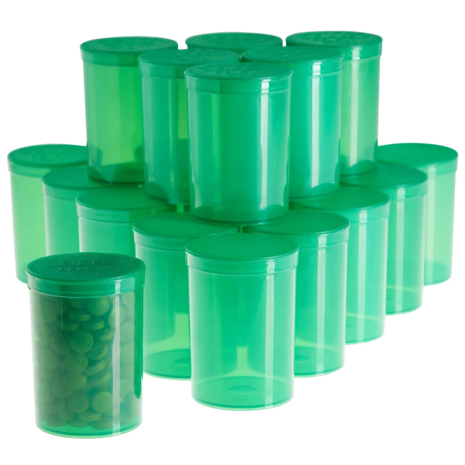 Juvale 20 Pack Empty Pill Bottles with Pop Top Caps, 30 Dram Medicine Containers, Prescription Vials with Lids (Green)