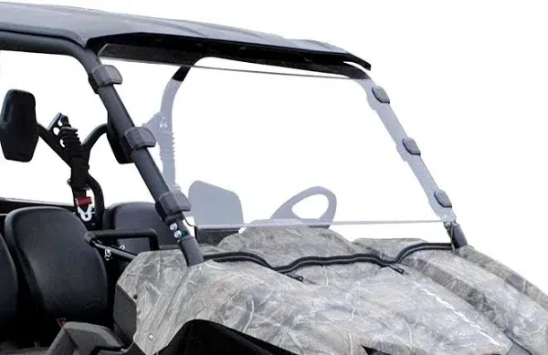 SuperATV Heavy-Duty Full Windshield for 2014+ Yamaha Viking (See Fitment) | Rattle-Free Fit |1/4" Thick Clear Polycarbonate| Preinstalled Bulb Seal | USA Made!