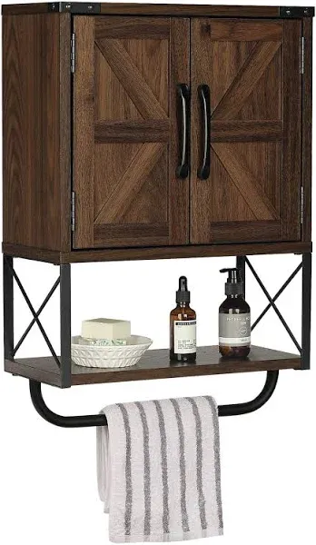 Farmhouse Rustic Medicine Cabinet with Two Barn Door,Wood Wall Mounted