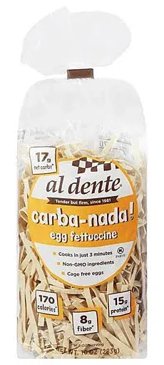 Carba-Nada Reduced Carb Pasta by Al Dente Pasta Company - Egg Fettuccine (10 oz) Size: 6-Pack