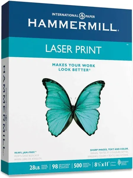 Hammermill Printer Paper, Premium Laser Print 28 lb, 8.5 x 11-8 Ream (4,000 S...