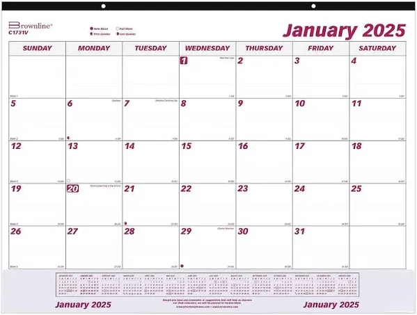 2025 Brownline Monthly Desk Pad Calendar