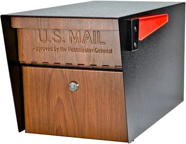 Mail Boss Post Mount Mailbox XL Galvanized Steel Wood Grain w/ Anti-Fishing