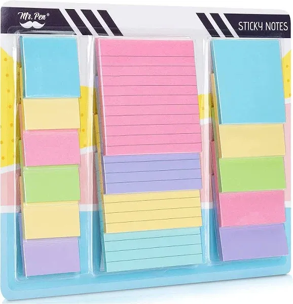 Mr. Pen- Sticky Notes Set, Assorted Sizes, 15 Pc, Pastel Colors, Sticky Notes, Sticky Note Pads, Sticky Notes Variety, Sticky Notes Pack, Sticky Note Set, Sticky Pads, Colored Sticky Notes