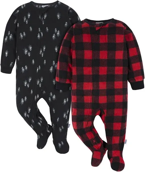 Gerber Baby and Baby Neutral Microfleece Blanket Sleeper Pajamas 2-Pack