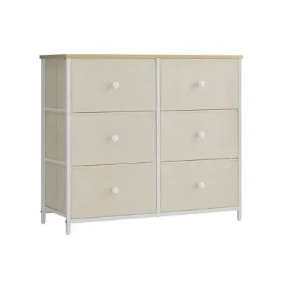 Songmics Bedroom Chest 6 Drawer Closet Fabric Dresser with Metal Frame