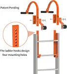 Ladder Stabilizer, Roof Ladder Standoff, Heavy Duty Ladder Stabilizer Accessory with Non-marring Rubber End Caps, Grey Extension Ladder Roof Stabilizer (Orange w/Hooks)