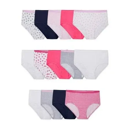 Fruit of the Loom Girls&#039; 14 Pack Cotton Briefs Underwear Panties Size 8