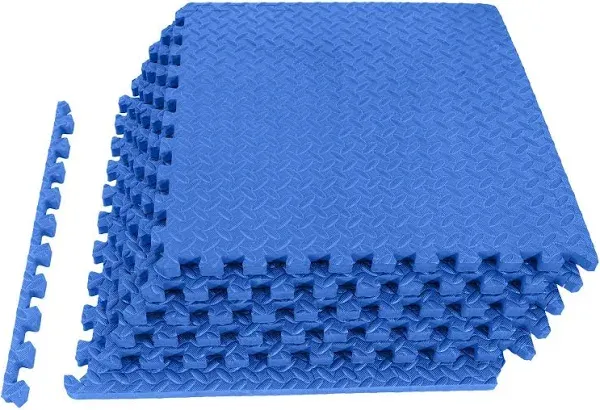 BalanceFrom Fitness 72 Sq ft Interlocking EVA Foam Exercise Mat Tiles, Blue