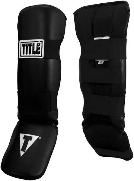 Title Boxing Vinyl Shin-Instep Guards 2.0 - Black, Adult