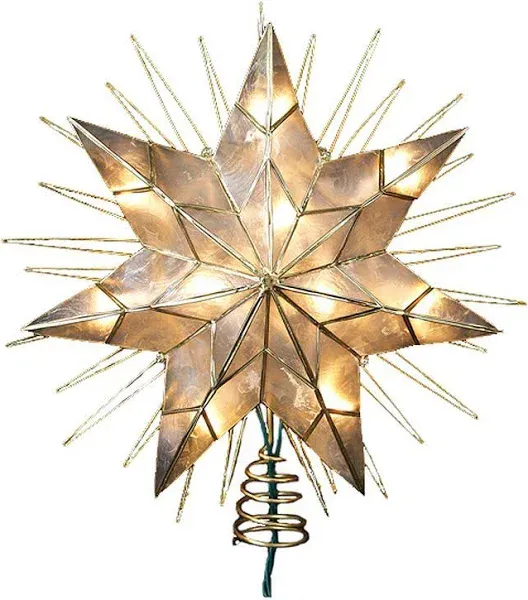 Kurt Adler 14" 7-Point Natural Capiz Star Lighted Treetop