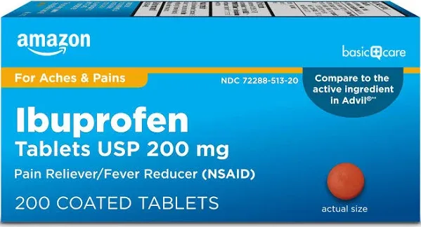 Amazon Basic Care Ibuprofen Fever Reducer and Pain Relief 500 Tabs  Exp 06/2025