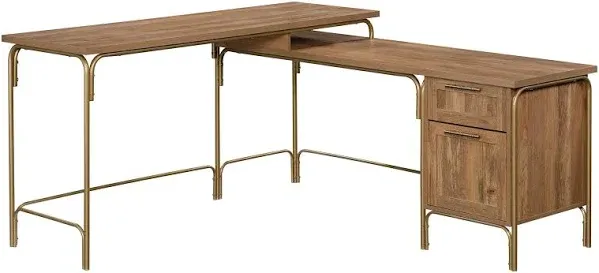 Sauder Coral Cape L-Desk, L: 60.55" x W: 59.09" x H: 30.08", Sindoori Mango finish