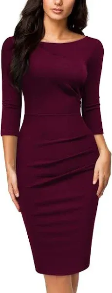 Miusol Women's Retro Ruffle Style Slim Work Pencil Dress