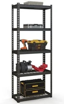 5 Tier Metal Shelving Unit Heavy Duty Wire Storage Rack Antislip Foot Pads Black